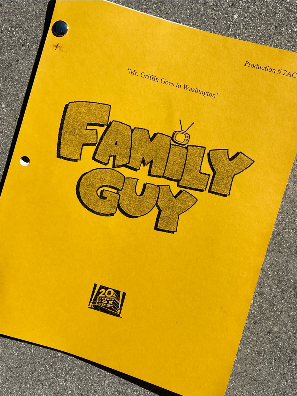 VTG Family Guy 1999 Production Used Table Script Mr. Griffin Goes to Washington